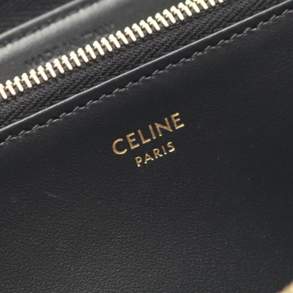Celine Round Long Wallet Triomphe Large Zip Wallet 10 B55 2 BQ3 38 NO Black - Picture 4 of 7